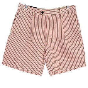 Banana Republic Mens Striped Linen Blend Pleated Chino Shorts Sz 34 Preppy Beach